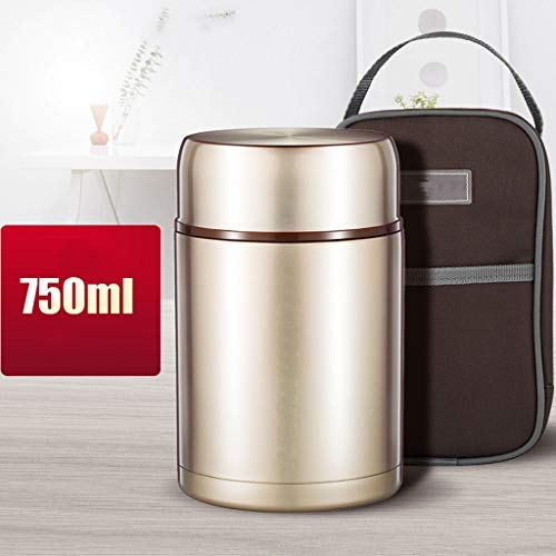 Thermos Food Jar Thermos Stainless Food Flask 750ml Gold,Leakproof Vacuum Insulated Food Containers Lunch Box (Size : Bag)