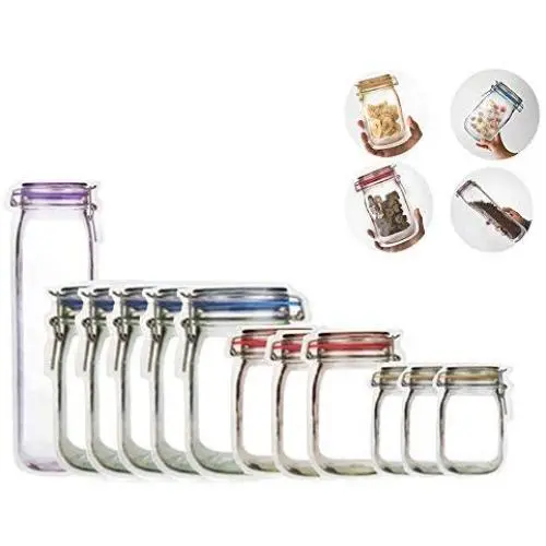 Enkrio Mehrweg-Ziploc-Snack-Beutel, Mason Jar Reißversch-Lebensmittellieferungstaschen für Reisen Camping