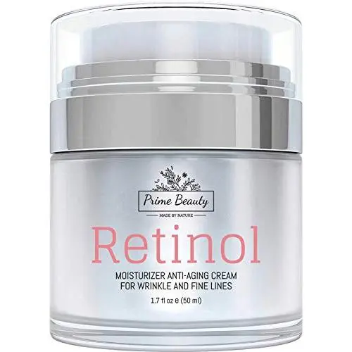 Prime Beauty Retinol Feuchtigkeitscreme für Gesicht und Augenschutz – Mit Hyaluronsäure, Jojobaöl, Vitamin E, Retinol – Anti-Aging, Anti-Falten, Falten – Bio Hautpflege – Tag- und Nachtcreme 1.7