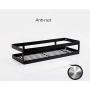 Black Spice Rack Organizer over the Pantry, 2 Tier Metal Kitchen Countertop Standing Jars Storage Racks with Hooks and Chopping Board Holder
