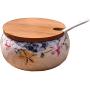 Keramik Retro Japanische Blumen Zucker Salz Pfeffer Aufbewahrungskaraffe mit Holhlebe und Löffel