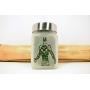 Personal Stash Jar with Robot Man and Cannabis Leaf Design - Air Tight, Smell Resistant Herb Storage, 3" Tall x 2" Wide. Perfect Size Gift