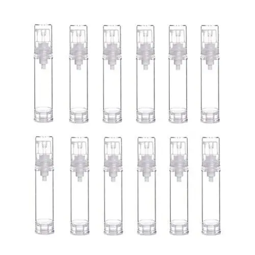 12 Stück Klare Leere Tragbare Refill Airless Vakuum Pumpen Flaschen Kosmetik Make-up Creme Lotion Sample Reiseverpackung Toilettenspülung Behältnisse Glasbehälter für Emulsion Gesichtscreme Duschgel