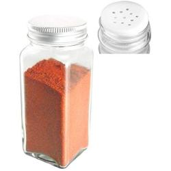 Tundalaya: Set of 12 Glass Spice Jars, French Square, 4 ounces | Includes Shaker Tops and Lids (Perfect for DIY, Organization Projects, Homemade Spices, Pantry Projects and Gifting), Clear