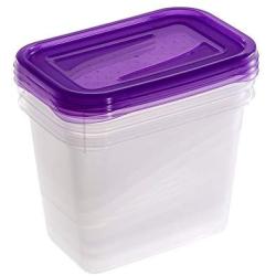 keeeper Food Box Fredo Fresh 1L Rectangle 3 Pieces, Polypropylene, Purple, 15.5 x 10.5 x 11.5 cm