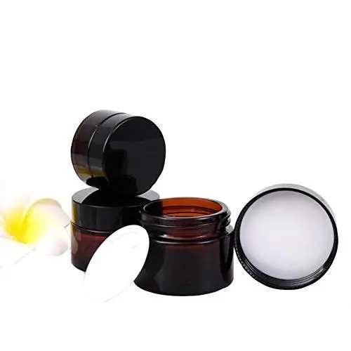 2PCS Amber Round Glass Jars with Inner Liners and black Lids Empty Refillable Containers for Cosmetics Creams Lotions Essential Oils (50g) 2PCS Amber Round Glass Jars with Inner Liners and black Lids Empty Refillable Containers for Cosmetics Creams Lotions Essential Oils (50g)