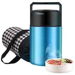 Food Thermos,Flantor Food Jar 33oz Vacuum Insulated Stainless Lunch Thermos with Luch Bag,BPA Free Lunch Box with Handle Lid,Leak Proof Double Wall Vacuum Insulated Soup Container (Blue))