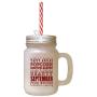 Maroon September Pear Nectar Fall Season Autumn Frosted Glass Mason Jar With Straw