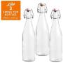 Le Parfait Swing Top Bottles - 500ml French Glass Preserving Bottles w/Logo Stopper, 16oz/Pint (Pack of 3) 500ml Stainless