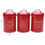 Hot Sale X021 Set of 3 Metal Food Storage Tin Canister/Jar/Container with Lid (red)