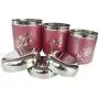 Rastogi Handicrafts Boîtes de Rangement pour Tasses/Thé/Sucre/Café – Ensemble de 3 en Acier Inoxydable / Impression Feuilles – Coffret Cadeau Diwali – EXPÉDITION RAPIDE Rastogi Handicrafts Boîtes de Rangement pour Tasses/Thé/Sucre/Café – Ensemble de 3 en Acier Inoxydable / Impression Feuilles – Coffret Cadeau Diwali – EXPÉDITION RAPIDE