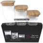 SARjar Glass Jar Glass Jars Glass Candy Jars Kitchen Jars Airtight Glass Jar Coffee Jar Sugar Jar Tea Jar Pasta Jar Cookie Jar Set of 3 Jars with Lids Glass Jars with Bamboo Lids Glass Canister