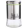 Kitchen Glass Container, Stainless Steel Cover with Lid, Food Organizer Storage Bottle Jar, for Tea Coffee Sugar (20 oz, Silver)