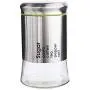 Glasbehälter für Küche, Edelstahl Deckel, Lebensmittel Organizer Flasche Glas, für Tee, Kaffee, Zucker (20 oz, Silber)