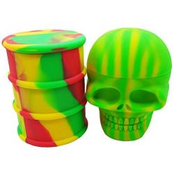 Pearwell 2PCS Non stick 500ml Large Skull Barrel Drum Silicone Wax Oil Concentrate Containers, Food Grade Kitchen Storage Jar, Multi-use For Wax, Pills, Balm, Paint, Makeup [BPA Free and FDA Safe] (C)