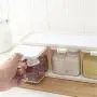 Spice Rack 3 Grids Spoon Kitchen With Lid Container Seasoning Box Herb Spices Storage Condiment Jar Cooking With Handle Desktop