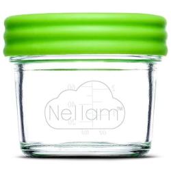 Nellam Baby Food Storage Containers - Leakproof, Airtight, Glass Jars for Freezing & Homemade Babyfood Prep - Reusable, BPA Free, 6 x 4oz Set, that is Microwave & Freezer Safe