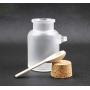 Hisght 2 Pcs 200m/7oz Empty Refillable Frosted Plastic Bottle Food Storage Container Canister Jar Pot Holder Sealed Tank with Cork Stopper and Wooden Spoon for Honey,Salt, Coffee and More