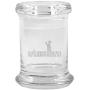Clear Glass Herb Stash Jar and Lid 2.75 oz with Walking Dead Rick Logo from Smoke Promos