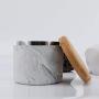 Chic Marble Pattern With Wood Cover Superior Minimalist Elegant Luxury Salt Sugar Storage Jar Home Organizer and for Cigarette,M Black white