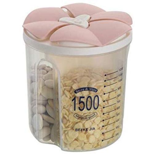 Multi-Grain Storage Box, Transparent Plastic Cereal Storage Containers Divider with Lids & Pour Spout for Dry Food, Flour, Sugar, BPA Free