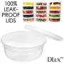 DLux Kunststoff-Deli-Behälter mit Deckeln und Etiketten [44 klare Tassen, 240 ml] Versiegelbar, Luftdicht & Dicht, BPA-frei – Restaurantqualität für Meal Prep & Lebensmittelaufbewahrung