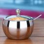 Stainless Steel Spice Jars Cans with Glass Lids for Herb Salt Pepper Spices Spice Tins Condiment Pot Storage Containers,500ml