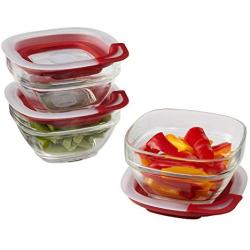 Rubbermaid Easy Find Lids Glass Food Storage Container, 1 Cup, Racer Red, 3 Count 2856009