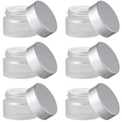 KESYOO 6pcs 30g Frosted Glass Cosmetic Cream Jar Bottle With Lid Empty Cream Containers Refillable Glass Face Cream Pot For Makeup Lip Balms Eyeshadow