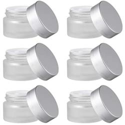 KESYOO 6pcs 30g Frosted Glass Cosmetic Cream Jar Bottle With Lid Empty Cream Containers Refillable Glass Face Cream Pot For Makeup Lip Balms Eyeshadow