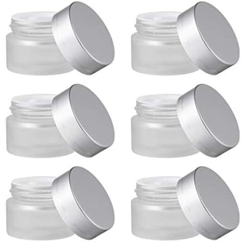 KESYOO 6pcs 30g Frosted Glass Cosmetic Cream Jar Bottle With Lid Empty Cream Containers Refillable Glass Face Cream Pot For Makeup Lip Balms Eyeshadow
