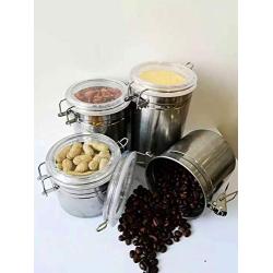 NAVND 4-Piece Stainless Steel Sealed Canister Kitchen Storage Tank, Coffee Beans, Milk Powder, Tea, Dried Fruit, Multi-Function Sealed Can With Transparent Cover,28 oz,40 oz,49 oz,67 oz.