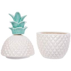 CTG, Blue Cute Novelty Ceramic Small Pineapple Jewelry Jar, 3.5 x 6 inches, 6.75 inches