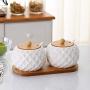 ZYNWW Clear Seasoning Rack Spice Pots by Taylor - 2 Piece Porcelain Seasoning Box - Storage Container Condiment Jars - Cruet with Cover and Spoon.
