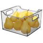 mDesign Plastic Kitchen Pantry Cabinet, Refrigerator or Freezer Food Storage Bin with Handles - Organizer for Fruit, Yogurt, Snacks, Pasta - BPA Free, 10" Long, 4 Pack - Smoke Gray