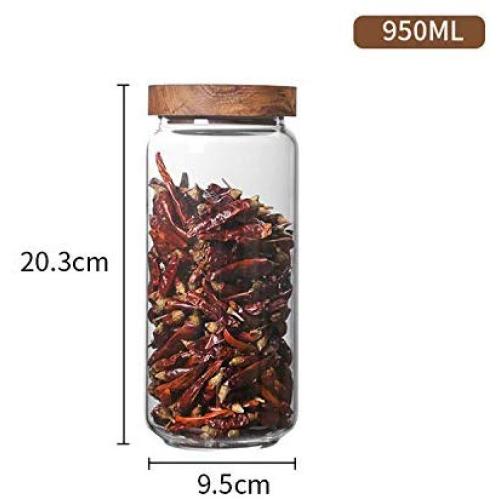 350/650/950ml/1250ml/1550ml Bamboo Lid Glass Airtight Canister Storage Bottles Jars Grains Tea Leaf Coffee Beans Candy Food Jar,1000ml