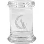 Klarer Glas Kräuterdunstbehälter mit Deckel 95 ml mit Fee & Mond Logo von Smoke Promos