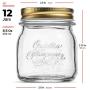 Bormioli Rocco Quattro Stagioni Glass Mason Jars 8.5 Ounce Mini Jars (12-Pack) with Metal Airtight Lid, For Jam, Jelly, baby food, Crafts, Spices, Dry Food Storage, Wedding favors, Decorating Jar