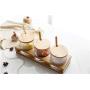 Mini Spice Jars Striped glass seasoning jar three-piece kitchen wood set