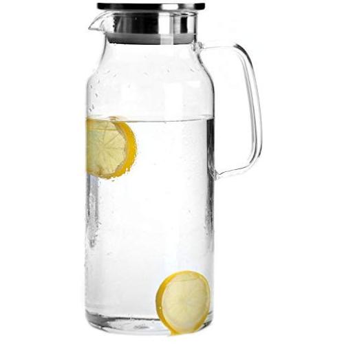 Cupwind 68 oz Borosilicate Glass Hot/Cold Water Carafe Tea Pitcher with Stainless Steel Infuser Lid