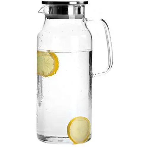 Cupwind 68 oz Borosilikat Glas Heiße/Kalte Wasserkanne mit Edelstahl-Siebdeckel