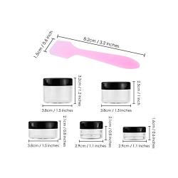 DS. DISTINCTIVE STYLE 10 Pieces Makeup Travel Containers with Lids and 5 Pieces Mini Spatulas Plastic Refillable Cosmetic Jars Little Cream Sample Pots