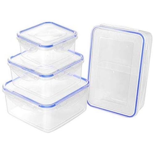 Hemoton 4PCS Food Storage Containers with Lids Plastic Containers Set for Dishwasher Microwave Freezer Safe