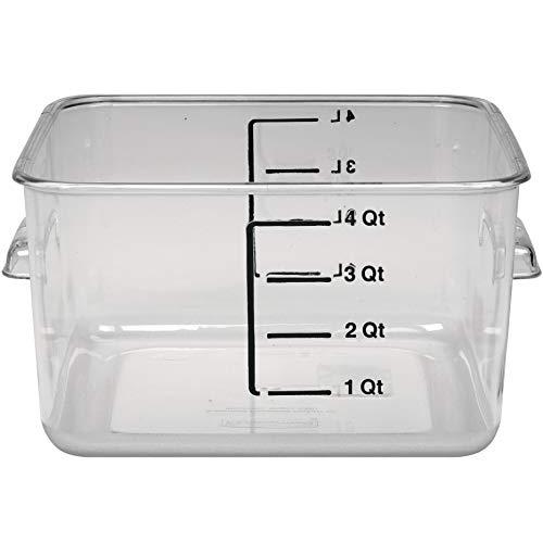 Rubbermaid Commercial Products Plastic Space Saving Square Food Storage Container For Kitchen/Sous Vide/Food Prep, 4 Quart, Clear (Fg630400Clr)