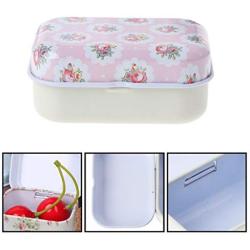 Milue Flower Tin Trinket Jewelry Coin Box Tinplate Storage Case Small Rectangular