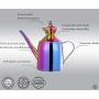 Stainless Steel Olive Oil Can Dispenser with Drip Free Spout, Modern Drizzler Canister Bottle for Kitchen Color Rainbow Cooking Oil Jar Cruet Storage containers 0.5 Quart (500 ml)/Liter