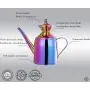 Edelstahldopf für Olivenöl mit Tropffreiem Ausgießer, Moderner Drizzler Behälter für Küche, Farbiges Öl-Glas mit Farbverlauf, Essigflasche, Cruet, Aufbewahrungsbehälter, 0,5 Liter / 500 ml