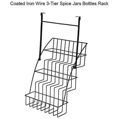 Pull Down Spice Rack,Coated Iron Rust Resistant Wire 3-Tier Hanging Elevated Storage Shelf Cabinets For Kithcen Spice Jars Bottles Rack