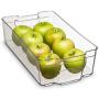 Home Basics Clear Acrylic Food Storage Container Bin for Fridge Freezer or Pantry, Stackable with Handles. Organize Fruit, Vegetables, Yogurt, Snacks, Pasta, Extra Large, 8” x 14&