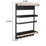 Tuscom Magnetische Küchenregal Frigarsortierschrank 3stufiges Metall-Regalsystem mit 6 Haken Multifunktionale Gewürzglashalter Haushaltsküche Organizer